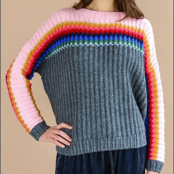 XIRENA Colorblock / Rainbow Apres Ski Sweater Relaxed Fit Size XS - Picture 2 of 10